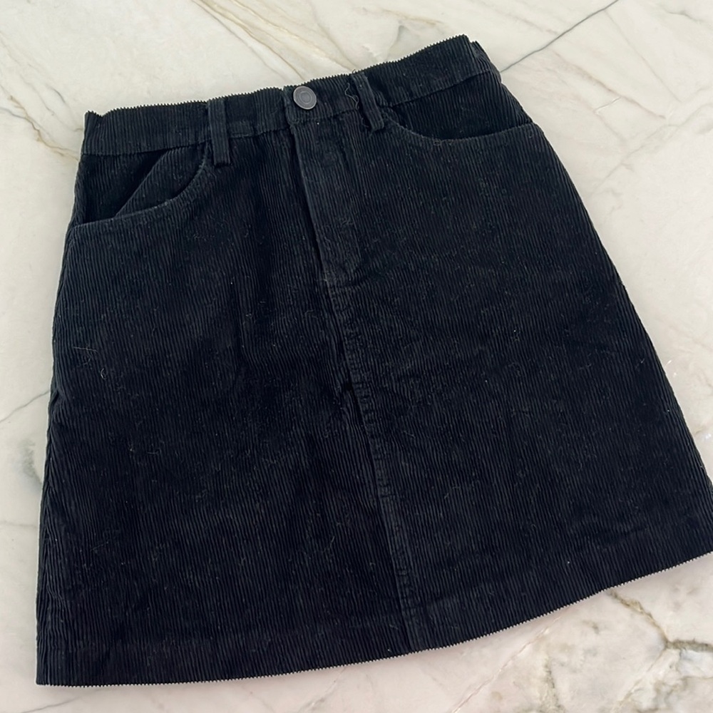 Brandy Melville Black Corduroy Mini Skirt One Size